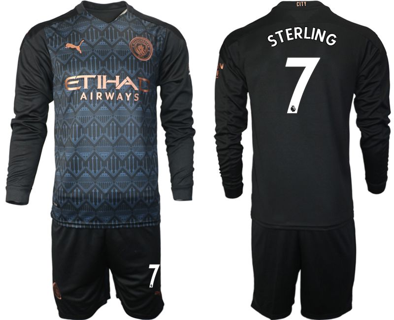 Men 2020-2021 club Manchester city home long sleeve #7 black Soccer Jerseys->manchester city jersey->Soccer Club Jersey